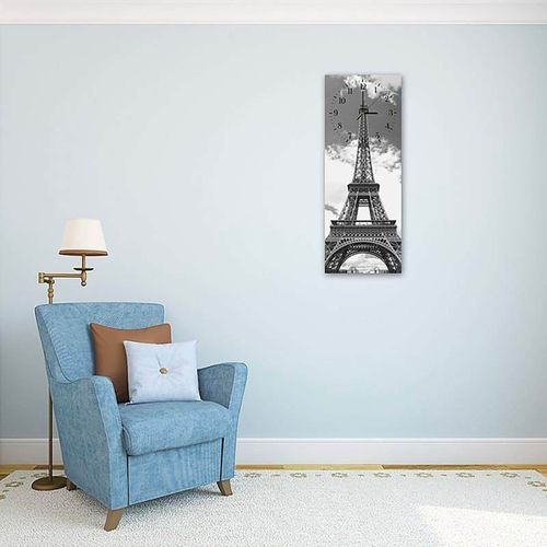 Horloge Murale Design Tour Eiffel En Monochrome 40 X 118 Cm Noir