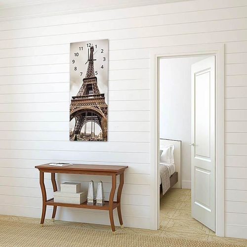 Horloge Tour Eiffel Élégance Et Précision Murale 30 X 90 Cm Marron