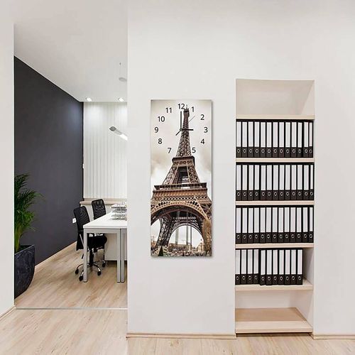 Horloge Tour Eiffel Élégance Et Précision Murale 30 X 90 Cm Marron