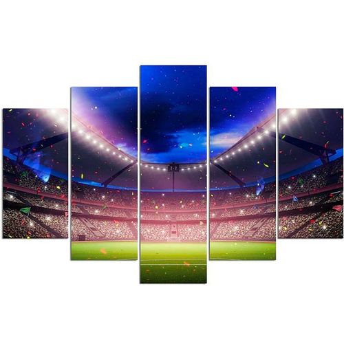 Tableau Stade De Foot 150 X 100 Cm Bleu