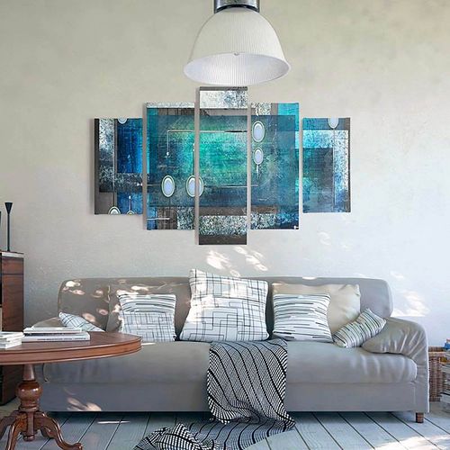 Tableau Intérieur Abstrait 100 X 70 Cm Bleu