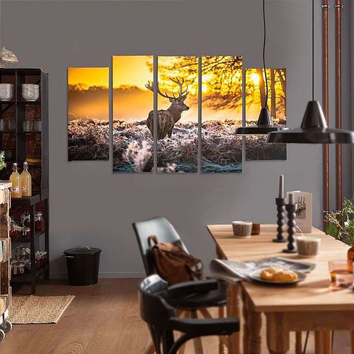 Tableau Coucher De Soleil Cerf 200 X 100 Cm Orange