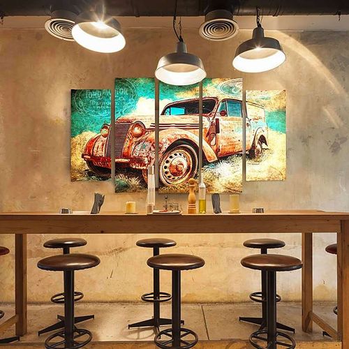 Tableau Voiture Rouillée 250 X 120 Cm Orange