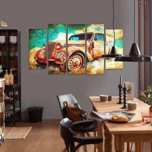 Tableau Voiture Rouillée 250 X 120 Cm Orange