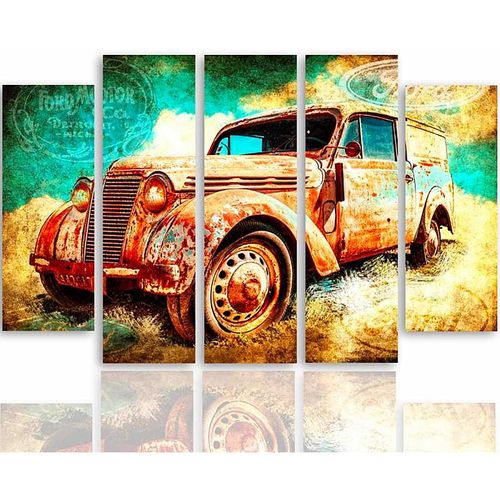 Tableau Voiture Rouillée 250 X 120 Cm Orange