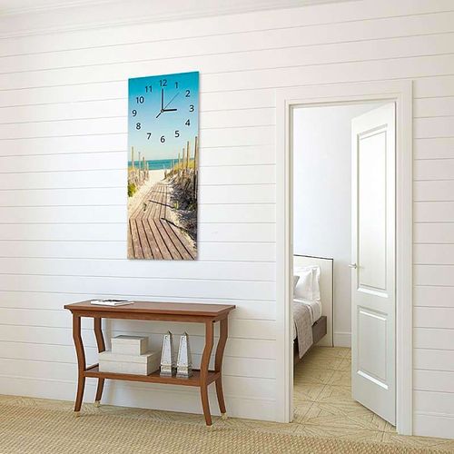 Horloge Panorama Plage Et Mer Pour Ambiance Bord De Mer 30 X 90 Cm Bleu