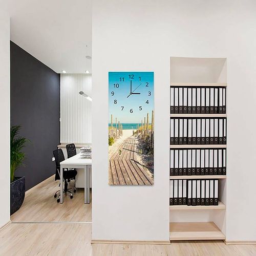 Horloge Panorama Plage Et Mer Pour Ambiance Bord De Mer 30 X 90 Cm Bleu