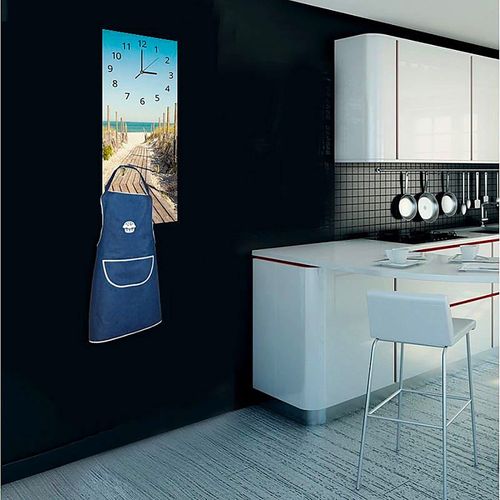 Horloge Panorama Plage Et Mer Pour Ambiance Bord De Mer 30 X 90 Cm Bleu