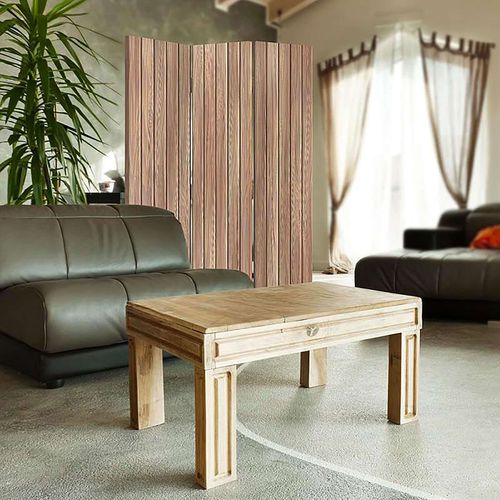 Paravent En Bois Élégant à 3 Panneaux Pour Intérieur 110 X 150 Cm - 2 Faces R° V° + 360° Marron