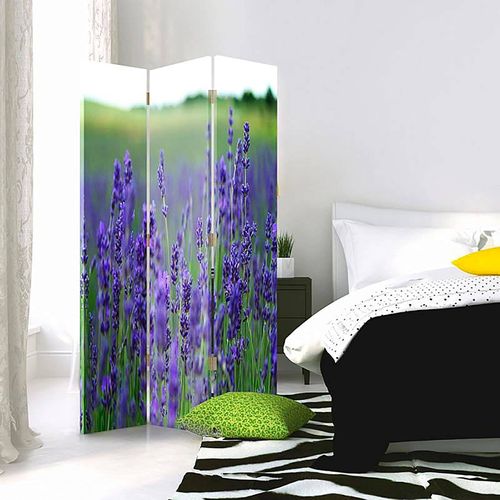 Paravent Décoratif Champ De Lavande - Intimité Et Style 110 X 180 Cm - 2 Faces R° V° + 360° Violet