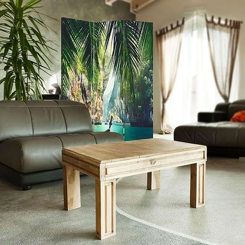 Paravent Décoratif Bateau Tropique Pour Intérieur Zen 110 X 150 Cm - 2 Faces R° V° + 360° Vert