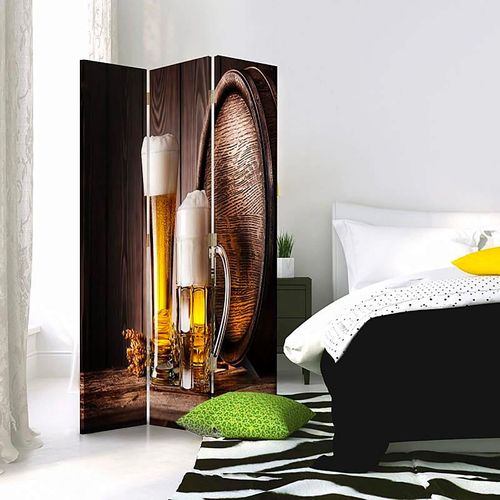 Paravent Décoratif Bière En Trompe-l'oeil Pour Amateurs 110 X 180 Cm - 2 Faces R° V° + 360° Marron
