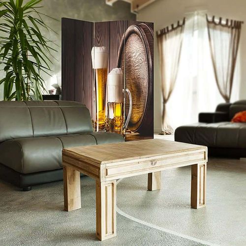 Paravent Décoratif Bière En Trompe-l'oeil Pour Amateurs 110 X 180 Cm - 2 Faces R° V° + 360° Marron