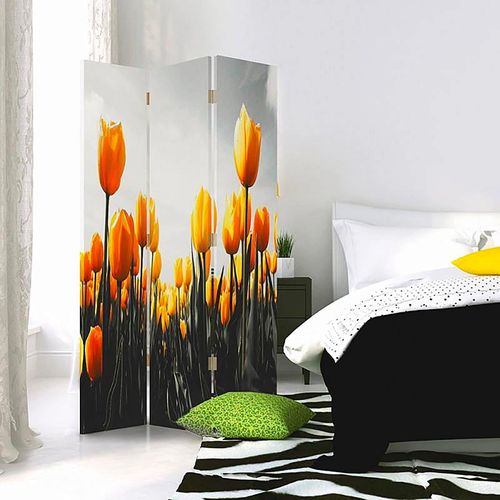 Paravent Décoratif Tulipes Jaunes Pour Une Ambiance Zen 110 X 150 Cm - 2 Faces R° V° + 360° Jaune