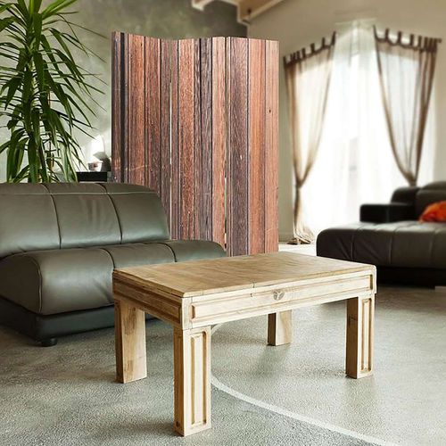 Paravent En Bois Style Rustique 3 Panneaux - Intérieur Chic 110 X 180 Cm - 1 Face Déco Marron