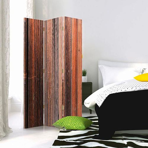 Paravent En Bois Style Rustique 3 Panneaux - Intérieur Chic 110 X 180 Cm - 1 Face Déco Marron