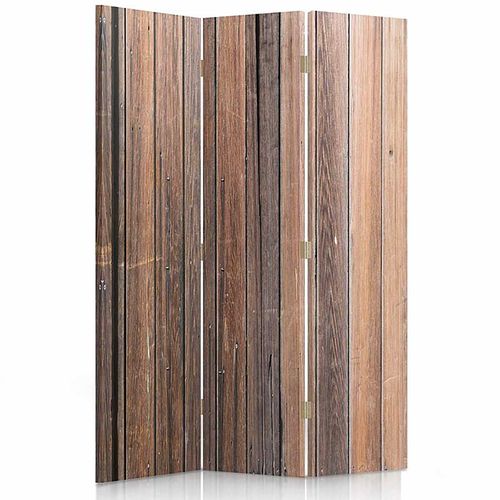 Paravent En Bois Style Rustique 3 Panneaux - Intérieur Chic 110 X 180 Cm - 1 Face Déco Marron