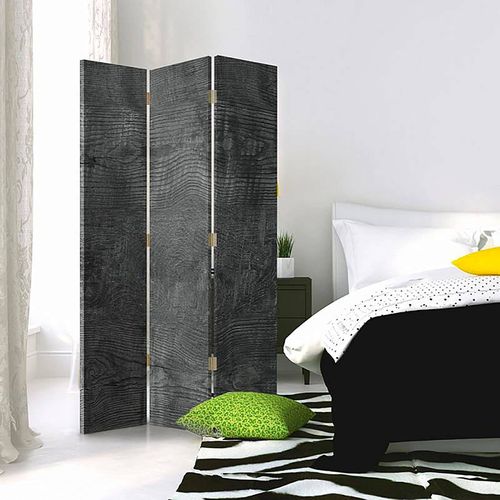 Paravent Design Gris Bois 3 Panneaux Pour Intérieur Chic 110 X 150 Cm - 1 Face Déco Gris