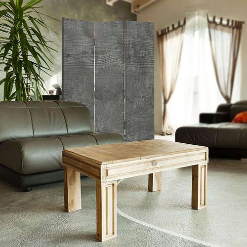 Paravent Design Gris Bois 3 Panneaux Pour Intérieur Chic 110 X 150 Cm - 1 Face Déco Gris