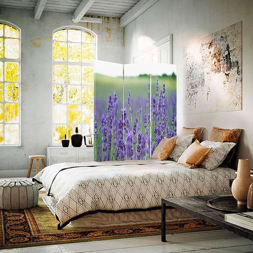 Paravent Décoratif Champ De Lavande - Intimité Et Style 110 X 180 Cm - 1 Face Déco Violet