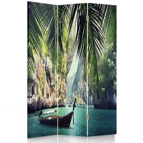 Paravent Décoratif Bateau Tropique Pour Intérieur Zen 110 X 180 Cm - 1 Face Déco Vert