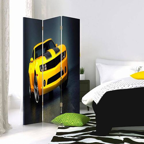 Paravent Design Voiture Jaune Pour Intérieur Moderne 110 X 150 Cm - 1 Face Déco Jaune