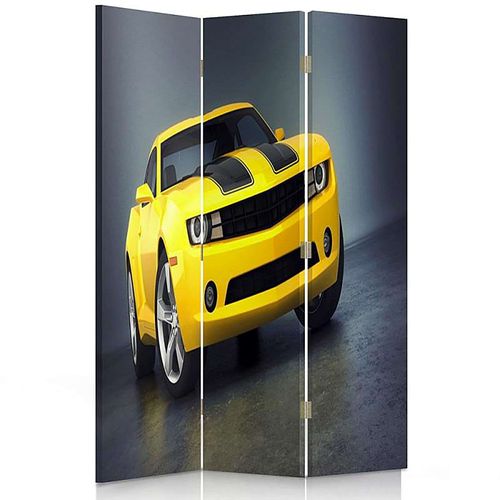 Paravent Design Voiture Jaune Pour Intérieur Moderne 110 X 150 Cm - 1 Face Déco Jaune