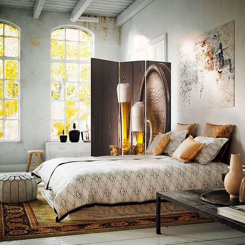 Paravent Décoratif Bière En Trompe-l'oeil Pour Amateurs 110 X 150 Cm - 2 Faces R° V° Marron