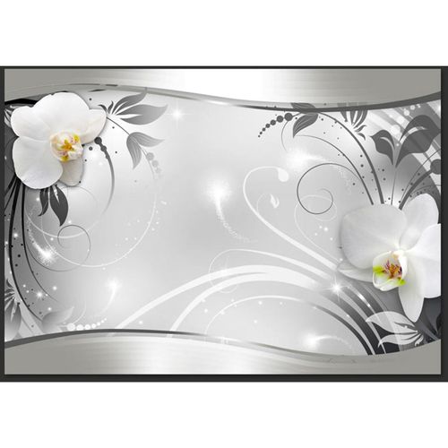 Papier Peint Abstraction En Argent 100 X 70 Cm Gris