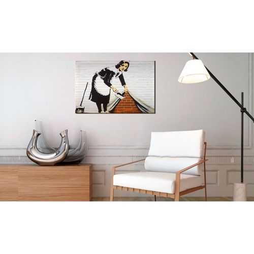 Tableau Femme De Ménage à Londres Par Banksy 120 X 80 Cm Blanc