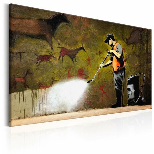 Tableau Peinture Rupestre Par Banksy 120 X 80 Cm Marron