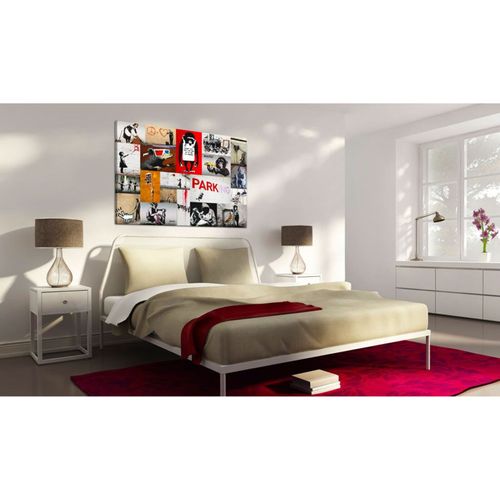 Tableau Collage De Banksy 120 X 80 Cm Multicolore