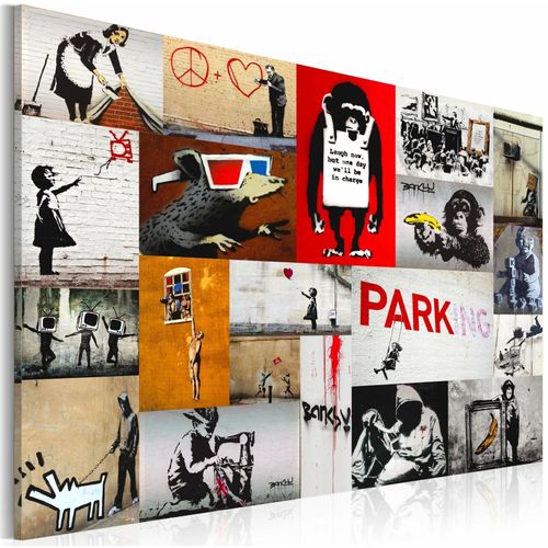 Tableau Collage De Banksy 120 X 80 Cm Multicolore