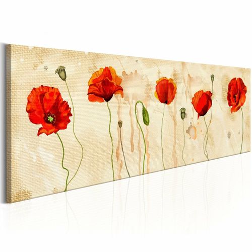 Tableau Larmes De Coquelicots 135 X 45 Cm Beige