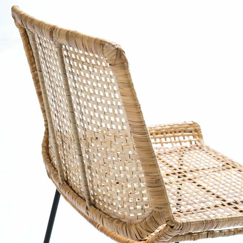 Chaise Cannage Couleur Bois Clair Pieds Noir