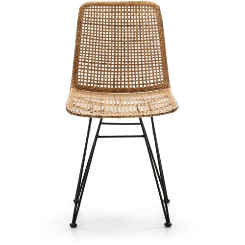 Chaise Cannage Couleur Bois Clair Pieds Noir