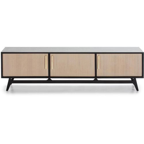 Meuble TV En Bois Noir Et Gris 160x40x45