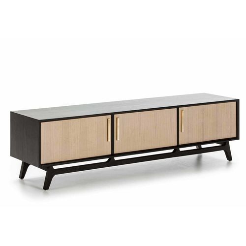 Meuble TV En Bois Noir Et Gris 160x40x45