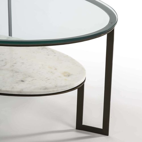 Table Basse Marbre Blanc 107x62x44cm