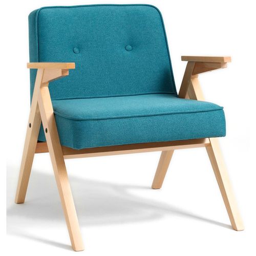 Fauteuil Tissu Bleu 66x69x74cm