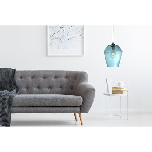 Suspension Verre Bleu 21x21x30cm