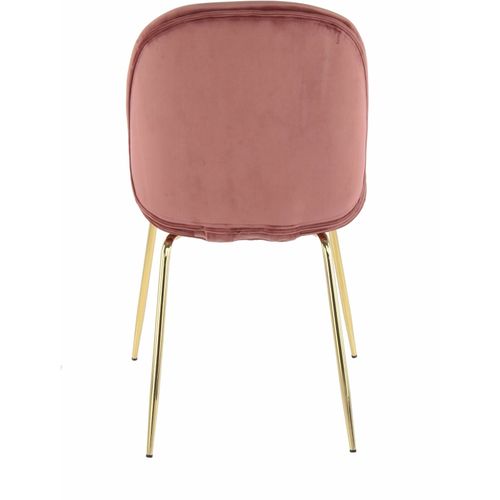 Chaise Rembourrée Assise Rose Pieds Doré (lot De 2)