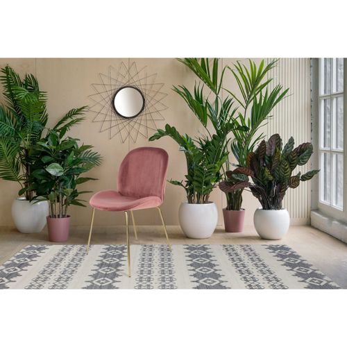 Chaise Rembourrée Assise Rose Pieds Doré (lot De 2)