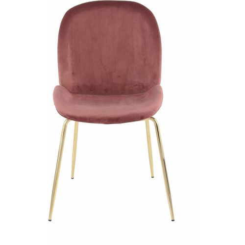 Chaise Rembourrée Assise Rose Pieds Doré (lot De 2)