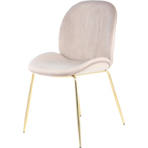 Chaise Rembourrée Assise Beige Clair Pieds Doré (lot De 2)