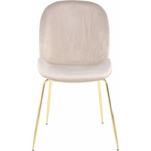 Chaise Rembourrée Assise Beige Clair Pieds Doré (lot De 2)