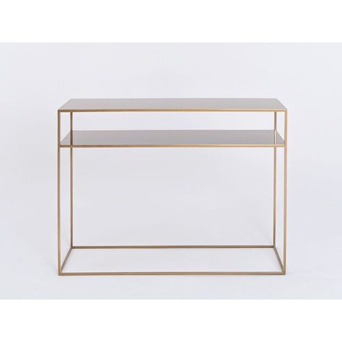 Console 2 Plateaux En Métal Thermolaquél Doré L100cm