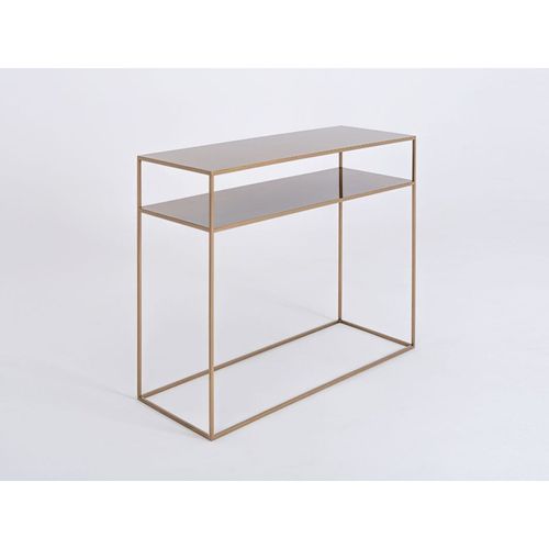 Console 2 Plateaux En Métal Thermolaquél Doré L100cm