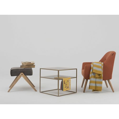 Table Basse Métal Doré 50x50x45cm