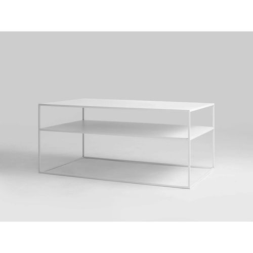 Table Basse Métal Blanc 100x60x45cm